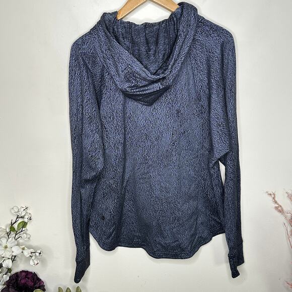 LULULEMON Pick Up The Pace Long Sleeve Hoodie Spray Jacquard Blue Sz 12 {3S15} - Picture 4 of 6